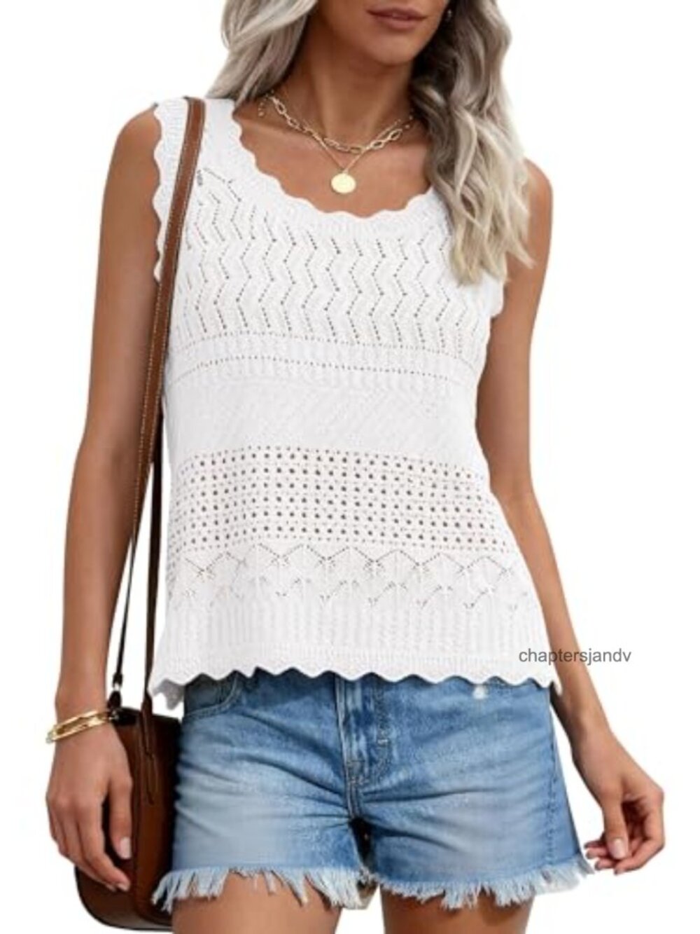 Crochet Tank Top Knit Sleeveless Vest Bohemian